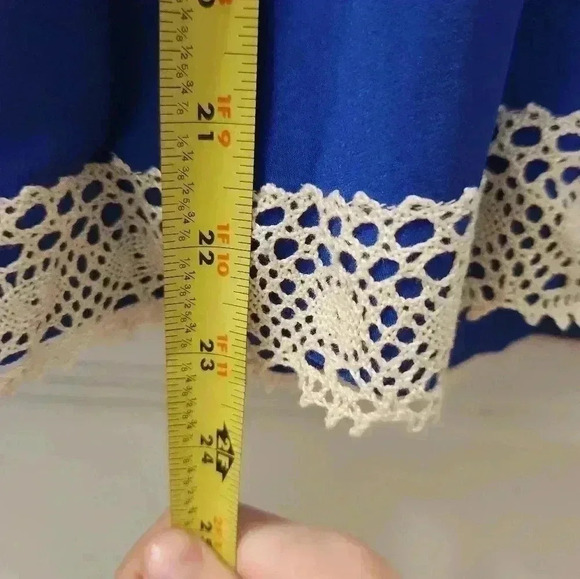 Judith March Tiered Midi Skirt Size S Stretchy Blue White #R423 - Picture 5 of 5